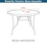 Mesa Redonda Arpoador Macaé Fratini 107 Cm (largura) Alumínio Fendi Tampo de Vidro com Furo - 2