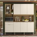 Ver imagem 1 de Armário de Cozinha Compacto Kits Paraná Nature 8 Portas 1 Gaveta Nicho Decorativo 1,94m - Freijó/