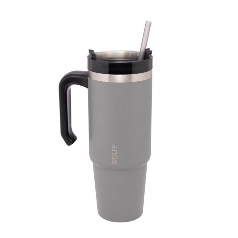 Caneca Térmica Wolff SlimTerm Dupla Parede Cinza 890ml