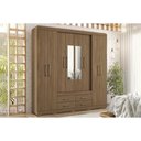Ver imagem 1 de Guarda Roupa Casal 8 Portas e 4 Gavetas C- Espelho e Pés Jatoba