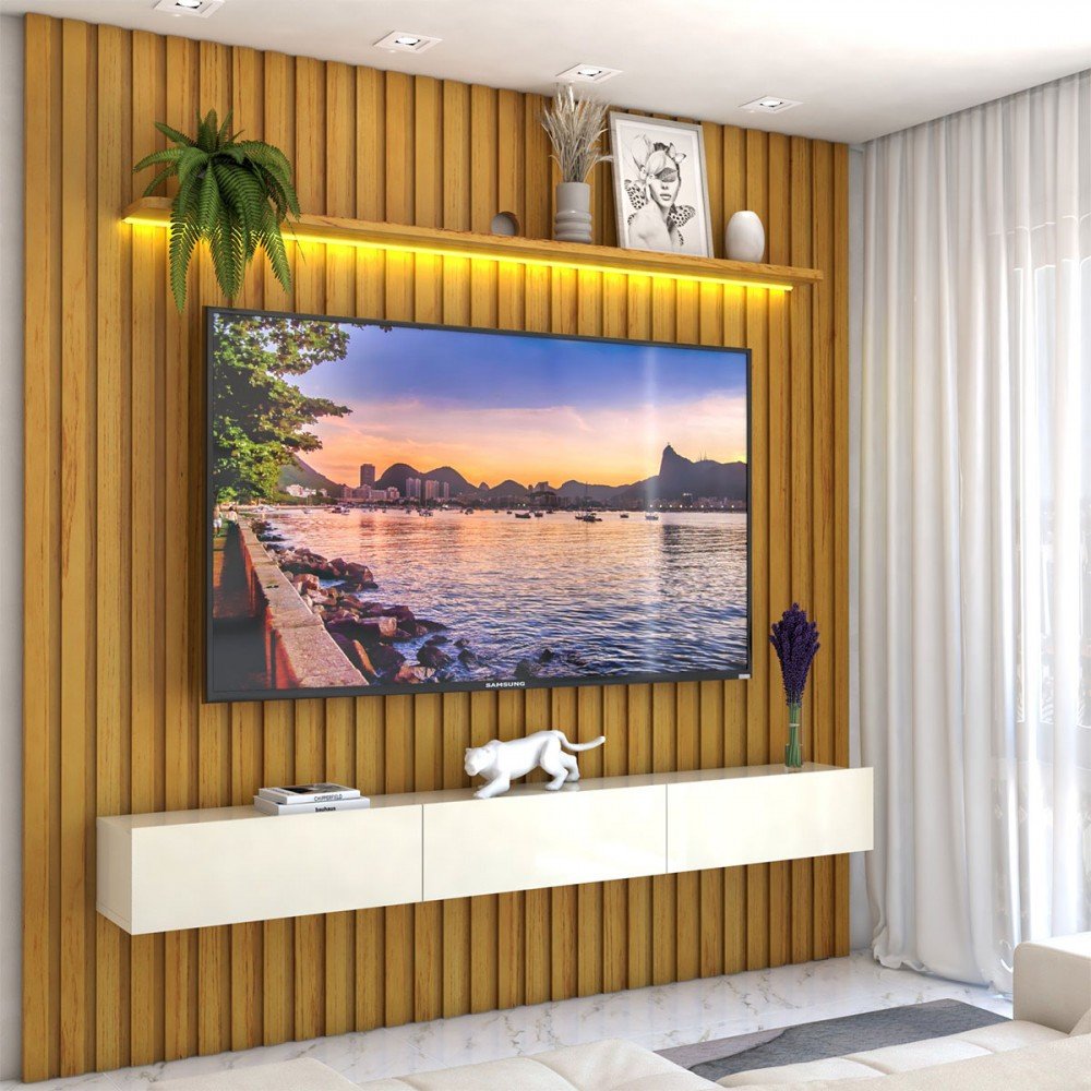 Painel para Tv até 85 Polegadas Imperial 3 Gavetas Ripado 100% Mdf ...