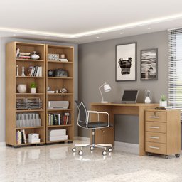 Kit Mesa para Computador Escritório Home Office com Gaveteiro:freijó - 5