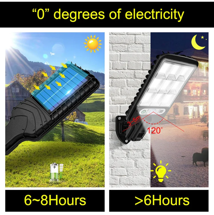 Lâmpada Solar Ao Ar Livre com Sensor de Movimento, Luzes de Rua - Preto - 7