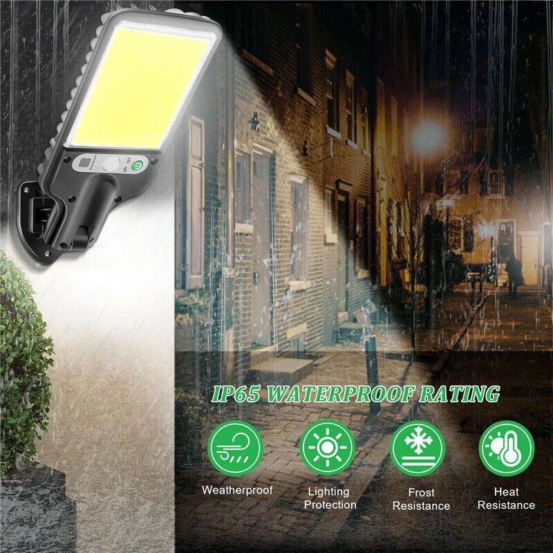 Lâmpada Solar Ao Ar Livre com Sensor de Movimento, Luzes de Rua - Preto - 1