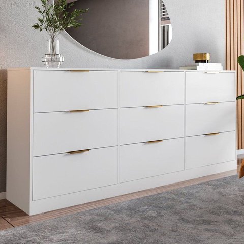 Cômoda para Quarto com 9 Gavetas 200x90cm Sun Yescasa Branco