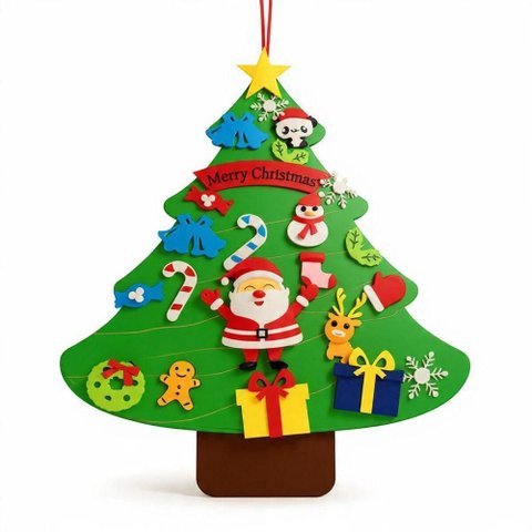 Árvore de Natal em Feltro Educativa HX625-C para Colagem Atividades Infantis Tudo em Caixa
