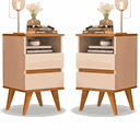 Ver imagem 1 de Kit 2 Mesas de Cabeceira Quarto Apoio Lateral Cama Box Casal Estilo Retrô Pop 2 Gavetas Offwhite