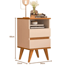 Ver imagem 3 de Kit 2 Mesas de Cabeceira Quarto Apoio Lateral Cama Box Casal Estilo Retrô Pop 2 Gavetas Offwhite