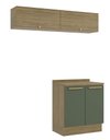 Ver imagem 2 de Armário de Cozinha Modulada Completa Reta 4 Peças 1,60m Botanic Kappesberg - Nogueira/verde Oliva