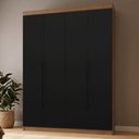 Ver imagem 1 de Guarda-Roupa Solteiro 4 Portas Batentes Rustic/Preto/Preto Netuno Madesa