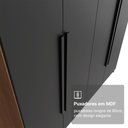 Ver imagem 6 de Guarda-Roupa Solteiro 4 Portas Batentes Rustic/Preto/Preto Netuno Madesa