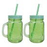2 Caneca Vidro Colorido Tampa Canudo Jarra Cerveja Drink - 1