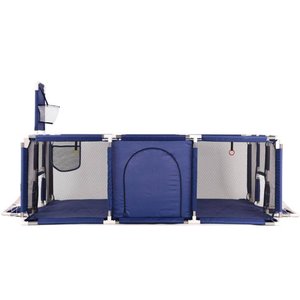 Cercadinho Chiqueirinho Infantil Retangular 180x120x60cm com Cesta de Basquete e Gol Snh87 Cor: Azul