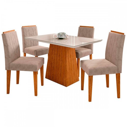 Conjunto Mesa de Jantar Redonda 1,35m – 4450 com 4 Cadeiras – LUIZA