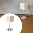 Ver imagem 3 de Luminaria de Mesa Abajur Quadrado Clássico Elegante Interruptor Alumínio com Cúpula Tecido Algodão