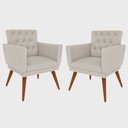 Ver imagem 1 de Kit 02 Poltrona Decorativa Pés Palito Nina Encosto Estilo Capitonê Bege