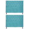 Kit 2 Cabeceiras Pérola 195Cm Para Cama Box King Suede Azul Tiffany - 2