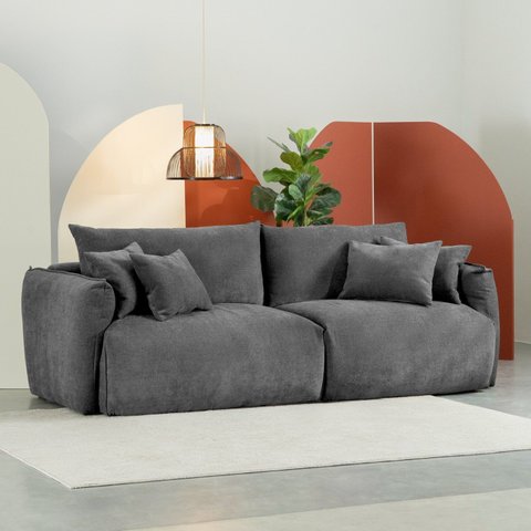 Sofá 2 Lugares 220cm Comfy CabeCasa MadeiraOriginals Cinza Grafite