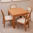 Ver imagem 1 de Mesa Jantar Retangular Extensível e 4 Cadeiras Estofadas Mdf Cor:freijó com Cesare Claro