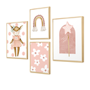 Ver imagem 1 de Kit 4 Quadros Decorativos Boho Infantil Rosa Menina