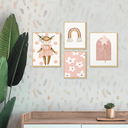 Ver imagem 3 de Kit 4 Quadros Decorativos Boho Infantil Rosa Menina