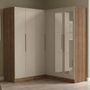 Ver imagem 1 de Guarda Roupa de Canto Neo 6 Portas com Espelhos 4 Gavetas MDP Bege Madesa 350cm