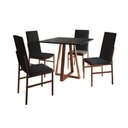 Ver imagem 4 de Conjunto de Jantar Mesa Mônaco Premium 90cm Preta com 4 Cadeiras Estofadas Pretas Base Cobre Preto