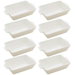 Kit 8 Travessas de Porcelana Branca com Alças Refratários 28x17cm Restaurante Lyor - 1