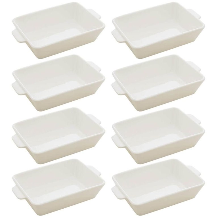 Kit 8 Travessas de Porcelana Branca com Alças Refratários 28x17cm Restaurante Lyor Kit 8 Travessas de Porcelana Branca com Alças Refratários 28x17cm Restaurante Lyor