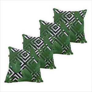 Capa de Almofada Jacquard Estampa Folhagem Verde