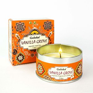 Vela Aromática Lata Indiana Goloka Vegano - Escolha o Aroma:vanilla Grove 70 Gr
