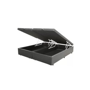 Cama Box Baú Queen Cinza Bipartido com Pistão a Gás - 158x198x41
