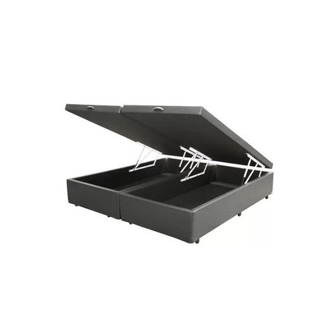 Cama Box Baú Queen Cinza Bipartido com Pistão a Gás - 158x198x41