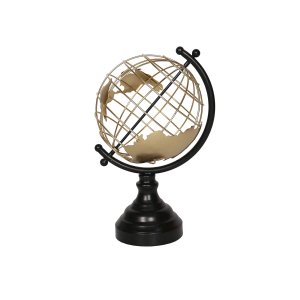 Globo Terrestre Decorativo em Metal Dourado e Preto 36cm Rve0001 Btc
