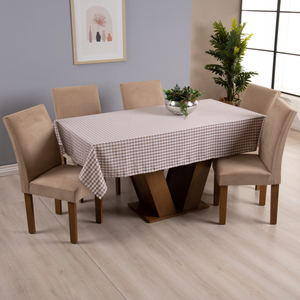 Toalha de Mesa Brisa Xadrez 8 Lugares 1 Pç - Marrom