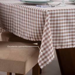 Toalha de Mesa Brisa Xadrez 8 Lugares 1 Pç - Marrom - 5