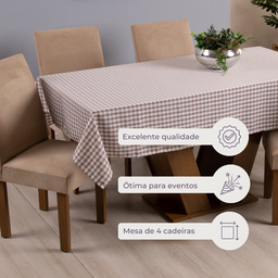 Toalha de Mesa Brisa Xadrez 8 Lugares 1 Pç - Marrom - 4