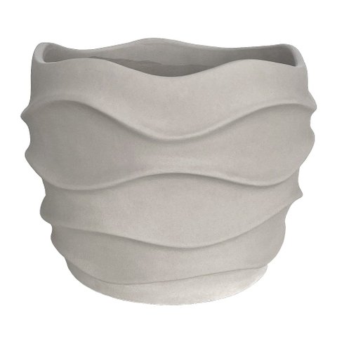 Cachepot Cinza com Textura Ondulada 19x24cm