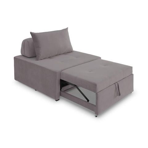 4 em 1 Poltrona, Puff, Chaise e Cama Ares Cinza Claro Estofama