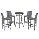 Ver imagem 1 de Mesa Bistrô e 4 Banquetas Roma Preta Corda Náutica Estofado 8 Trama Original