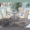 Ver imagem 2 de Conjunto Sala de Jantar 4 Cadeiras Mesa Tampo de Vidro Bege