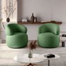 Conjunto 2 Poltronas Orgânica Atemporal Base Giratória Eloah Bouclé Italiano Verde Selva - 1