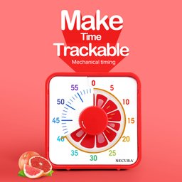 Secura Timer Visual de 60 Minutos com Ímã para Crianças, Design Fruta (toranja) - 2