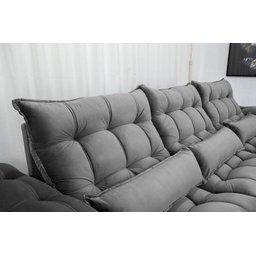Sofá Retrátil e Reclinável Ipanema 2,10m em Tecido Veludo C/ 03 Módulos - Montagem Inclusa:cinza - 6