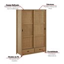 Ver imagem 2 de Guarda Roupa Madeira Maciça 133cm 2 Portas 2 Gavetas Leona F07- D'Rossi