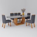 Ver imagem 2 de Sala de Jantar 196x90 Mdf/vidro 6 Cadeiras Mel Bom Pastor