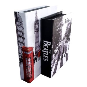 Kit 2 Caixas Livro Porta Objeto Decorativa Londres E Beatles