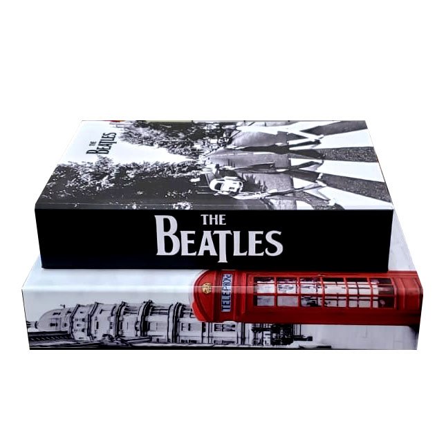 Kit 2 Caixas Livro Porta Objeto Decorativa Londres E Beatles - 2