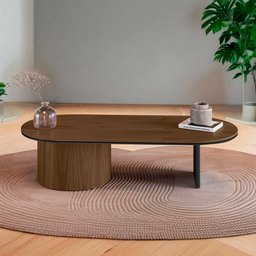 Mesa de Centro Ipê em Madeira Maciça Castanho Metal Preto - 2