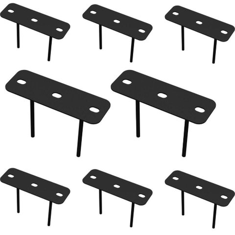 08 Suportes 2 Espetos Estacas Chão Refletor 08 Cjts - Preto
